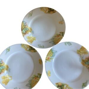 3 Vintage Thu. E Mr Louvre Bavaria Hand Painted Floral Yellow Saucer Plates 6in